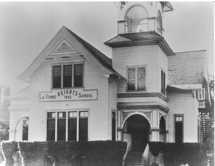 Black and white photo of a school building